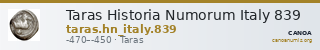 Taras Historia Numorum Italy 839 — CANOA
