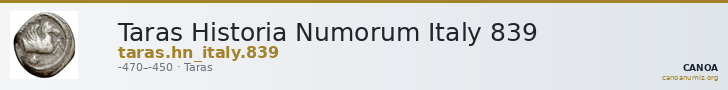 Taras Historia Numorum Italy 839 — CANOA