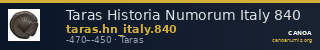 Taras Historia Numorum Italy 840 — CANOA