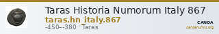Taras Historia Numorum Italy 867 — CANOA
