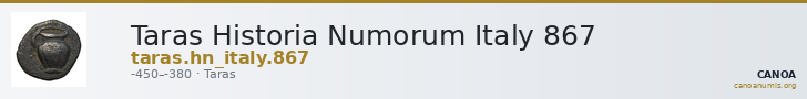 Taras Historia Numorum Italy 867 — CANOA