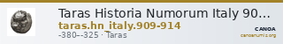Taras Historia Numorum Italy 909-14 — CANOA