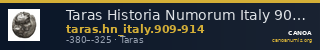 Taras Historia Numorum Italy 909-14 — CANOA