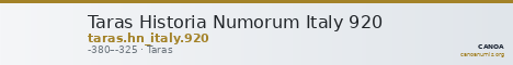 Taras Historia Numorum Italy 920 — CANOA
