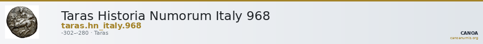 Taras Historia Numorum Italy 968 — CANOA