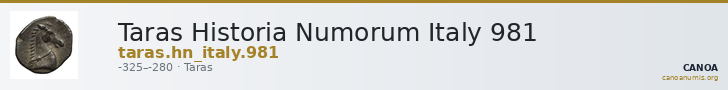 Taras Historia Numorum Italy 981 — CANOA