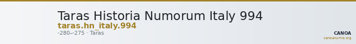 Taras Historia Numorum Italy 994 — CANOA
