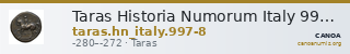 Taras Historia Numorum Italy 997-8 — CANOA