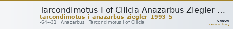 Tarcondimotus I of Cilicia Anazarbus Ziegler 1993 5 — CANOA