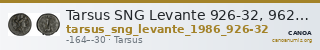 Tarsus SNG Levante 926-32, 962-70 — CANOA