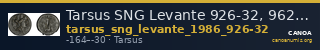 Tarsus SNG Levante 926-32, 962-70 — CANOA