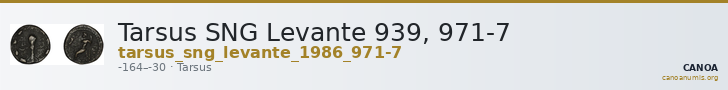 Tarsus SNG Levante 939, 971-7 — CANOA