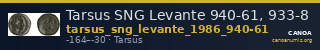 Tarsus SNG Levante 940-61, 933-8 — CANOA