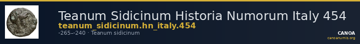 Teanum Sidicinum Historia Numorum Italy 454 — CANOA