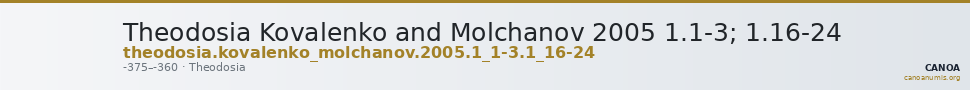 Theodosia Kovalenko and Molchanov 2005 1.1-3; 1.16-24 — CANOA