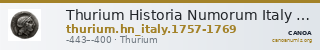 Thurium Historia Numorum Italy 1757-1769 — CANOA