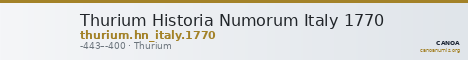 Thurium Historia Numorum Italy 1770 — CANOA