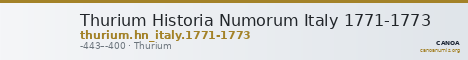 Thurium Historia Numorum Italy 1771-1773 — CANOA