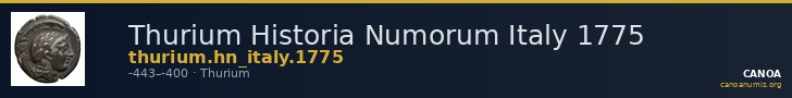 Thurium Historia Numorum Italy 1775 — CANOA