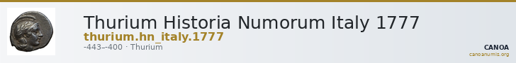 Thurium Historia Numorum Italy 1777 — CANOA