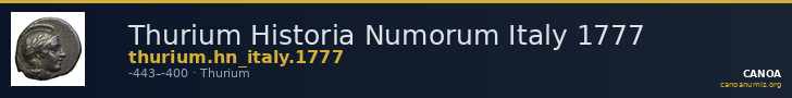 Thurium Historia Numorum Italy 1777 — CANOA