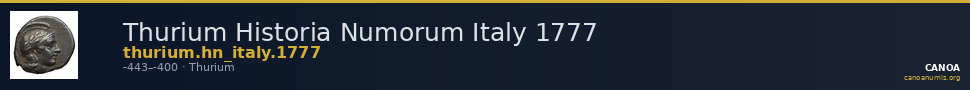 Thurium Historia Numorum Italy 1777 — CANOA