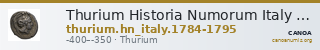 Thurium Historia Numorum Italy 1784-1795 — CANOA