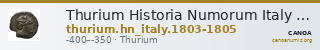 Thurium Historia Numorum Italy 1803-1805 — CANOA