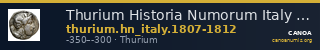 Thurium Historia Numorum Italy 1807-1812 — CANOA