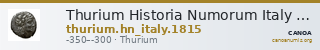 Thurium Historia Numorum Italy 1815 — CANOA
