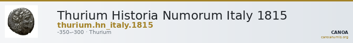 Thurium Historia Numorum Italy 1815 — CANOA