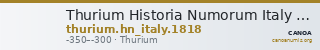 Thurium Historia Numorum Italy 1818 — CANOA