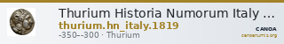 Thurium Historia Numorum Italy 1819 — CANOA