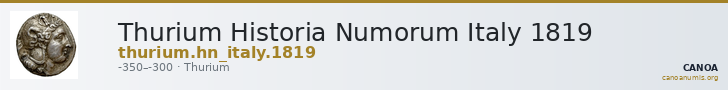 Thurium Historia Numorum Italy 1819 — CANOA