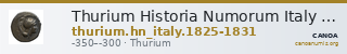 Thurium Historia Numorum Italy 1825-1831 — CANOA