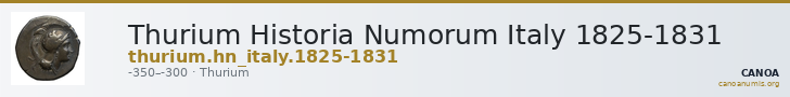 Thurium Historia Numorum Italy 1825-1831 — CANOA