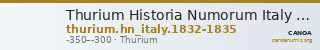 Thurium Historia Numorum Italy 1832-1835 — CANOA