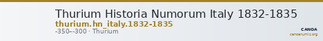 Thurium Historia Numorum Italy 1832-1835 — CANOA