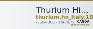Thurium Historia Numorum Italy 1837 — CANOA
