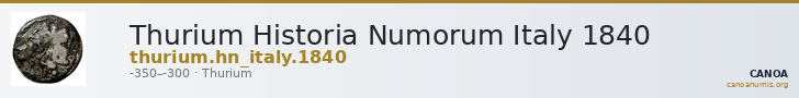 Thurium Historia Numorum Italy 1840 — CANOA
