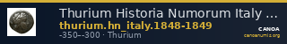 Thurium Historia Numorum Italy 1848-1849 — CANOA