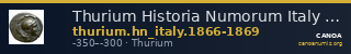 Thurium Historia Numorum Italy 1866-1869 — CANOA