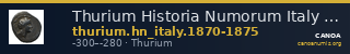 Thurium Historia Numorum Italy 1870-1875 — CANOA