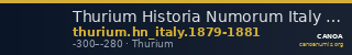 Thurium Historia Numorum Italy 1879-1881 — CANOA