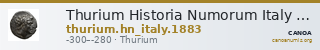 Thurium Historia Numorum Italy 1883 — CANOA