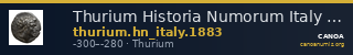 Thurium Historia Numorum Italy 1883 — CANOA
