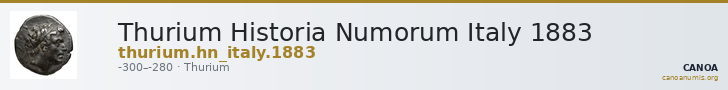 Thurium Historia Numorum Italy 1883 — CANOA