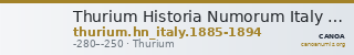 Thurium Historia Numorum Italy 1885-1894 — CANOA