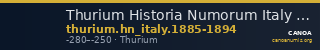 Thurium Historia Numorum Italy 1885-1894 — CANOA
