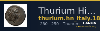 Thurium Historia Numorum Italy 1896-1899 — CANOA